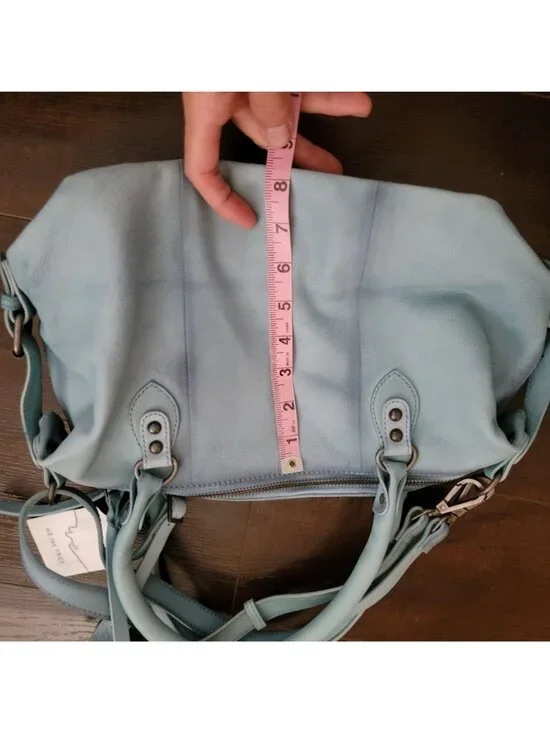 NEW Free People Baby Emerson Tote Womens Sail Blue Leather Boho Contemporary - Picture 7 of 8